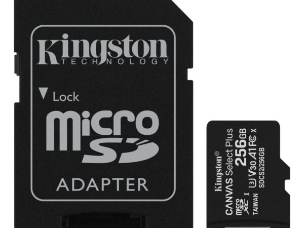 Kingston Technology Canvas Select Scheda micSDXC Plus 100R A1 C10 da 256GB + adattatore