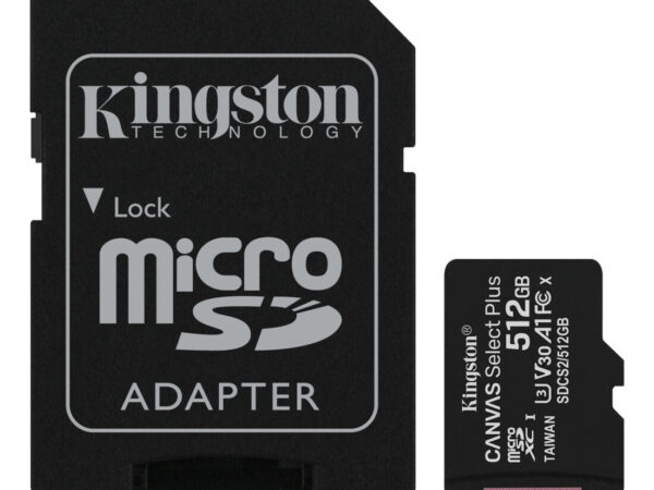 Kingston Technology Canvas Select Scheda micSDXC Plus 100R A1 C10 da 512GB + adattatore