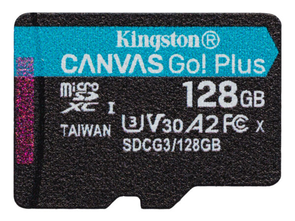 Kingston Technology Canvas Go! Plus Scheda microSDXC Canvas Go Plus 170R A2 U3 V30 da 128GB confezione singola senza adattatore
