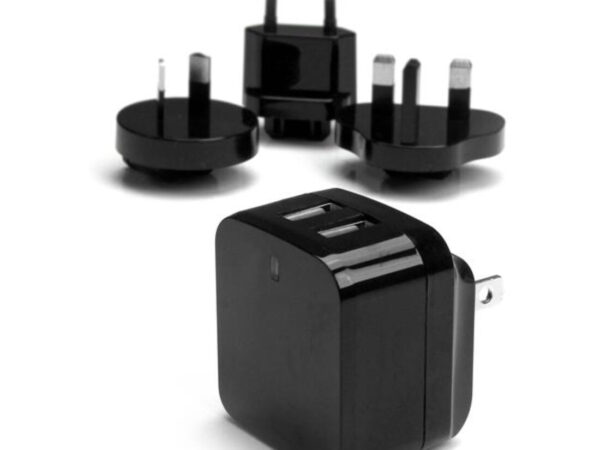 StarTech.com Caricabatterie da Muro a doppia porta x2 USB ad alta potenza ( 17W / 3.4 Amp ) con prese da viaggio (Internazionale)