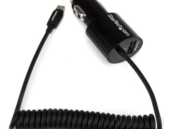 StarTech.com Caricatore da auto a doppia presa con cavo Micro-USB piu porta USB - Alta potenza ( 21 Watt / 4.2A ) - Nero