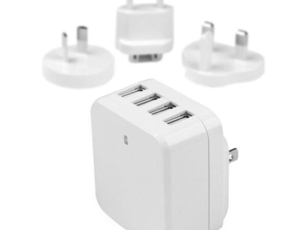 StarTech.com Caricatore da Parete a 4 porte USB con spine Internazionaili - 34W/6.8A - Bianco