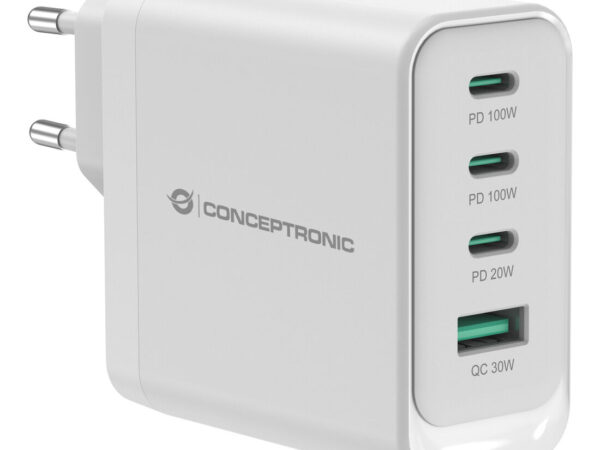 Conceptronic ALTHEA22W100 Caricabatterie per dispositivi mobili Universale Bianco AC Ricarica rapida Interno