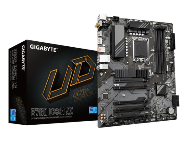 GIGABYTE B760 DS3H AX Scheda Madre - Supporta processori Intel Core 14ª generazione, VRM digitale a 8+2+1 fasi, fino a 7600MHz DDR5 (OC), 2x PCIe 4.0 M.2, Wi-Fi 6E, LAN GbE, USB 3.2 Gen 2x2