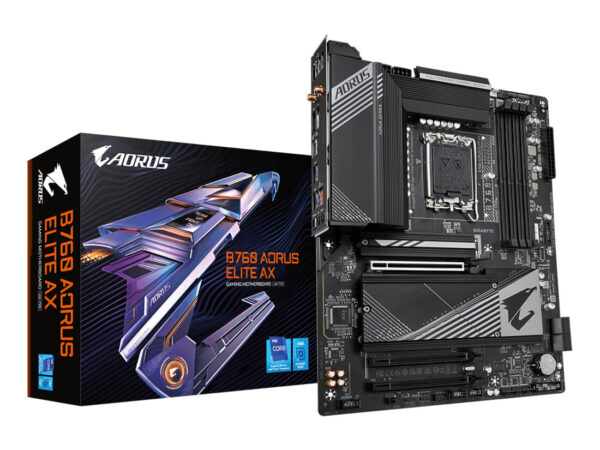 GIGABYTE B760 AORUS ELITE AX Scheda Madre - Supporta CPU Intel Core di 14a Generazione, VRM a 12+1+1 Fasi, fino a 7800MHz DDR5 (OC), 1xPCIe 4.0 + 2xPCIe 3.0 M.2, Wi-Fi 6E, LAN 2.5GbE, USB 3.2 Gen 2
