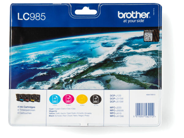Brother LC985VALBP cartuccia d'inchiostro 4 pz Originale Nero, Ciano, Magenta, Giallo