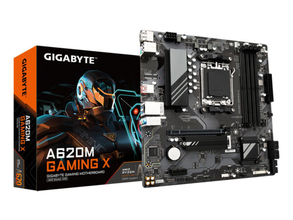 GIGABYTE A620M GAMING X Scheda Madre - Supporta CPU AMD Ryzen 8000, 8+2+1 Fasi VRM Digitale, fino a 8000MHz DDR5 (OC), 1xPCIe 4.0 M.2, GbE LAN, USB 3.2 Gen 2