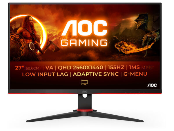AOC G2 Q27G2E/BK Monitor PC 68,6 cm (27") 2560 x 1440 Pixel Quad HD Nero, Rosso