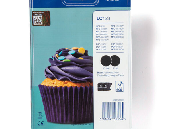Brother LC123BKBP2 cartuccia d'inchiostro 2 pz Originale Nero