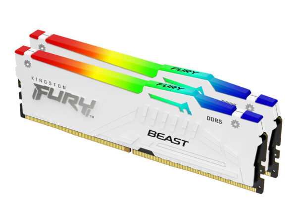 Kingston Technology FURY Beast 32GB 6000MT/s DDR5 CL36 DIMM (Kit da 2 moduli) White RGB EXPO