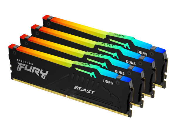 Kingston Technology FURY Beast 128 GB 5200 MT/s DDR5 CL40 DIMM (Kit da 4 moduli) RGB XMP