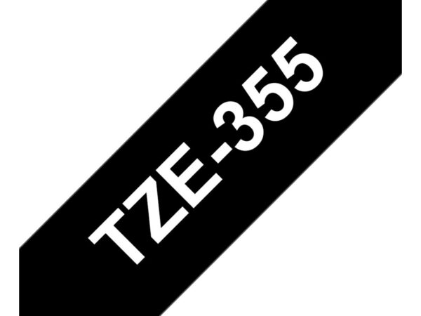 Brother TZE-355 nastro per etichettatrice Bianco su nero