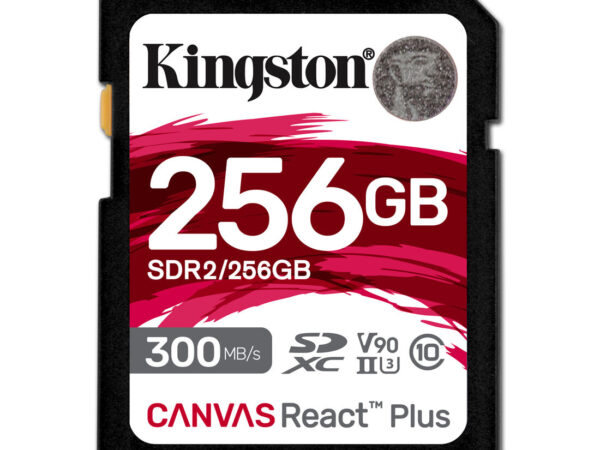 Kingston Technology 256GB Canvas React Plus SDXC UHS-II 300R/260W U3 V90 for Full HD/4K/8K