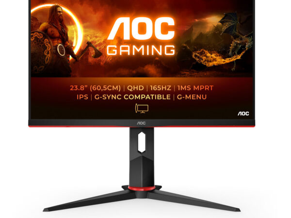AOC G2 Q24G2A/BK LED display 60,5 cm (23.8") 2560 x 1440 Pixel Quad HD LCD Nero, Rosso