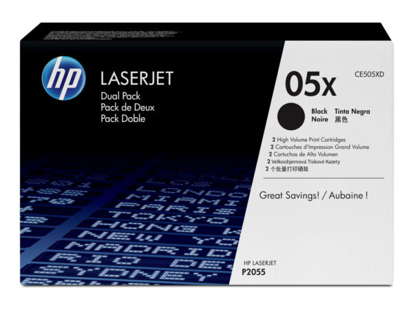 HP Confezione da 2 cartucce originali di Toner nero ad alta capacità LaserJet 05X