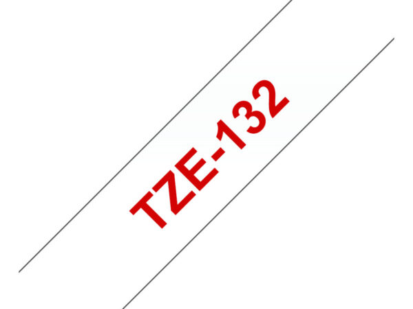 Brother TZE-132 nastro per etichettatrice Rosso su trasparente