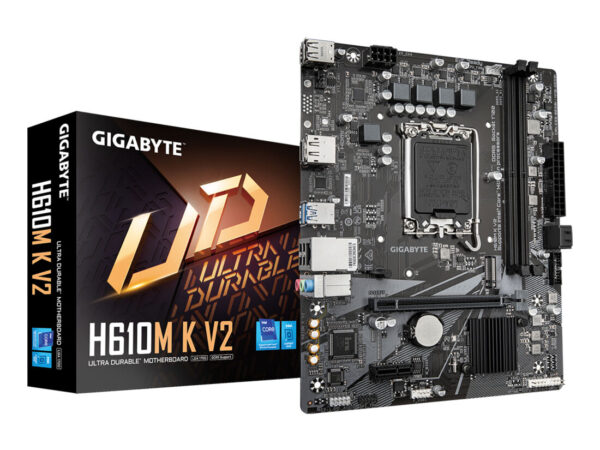GIGABYTE H610M K V2 Scheda madre - CPU Intel Core 14ª generazione, fino a 5600 MHz DDR5, 1xPCIe 3.0 M.2, LAN 1GbE, USB 3.2 Gen 1