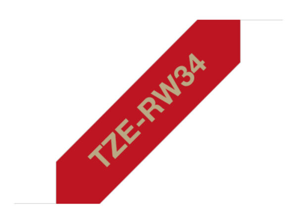Brother TZE-RW34 nastro per etichettatrice Oro su rosso