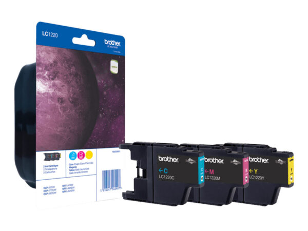 Brother LC1220RBWBP cartuccia d'inchiostro 3 pz Originale Ciano, Magenta, Giallo