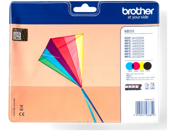 Brother LC-223VALBP cartuccia d'inchiostro 4 pz Originale Nero, Ciano, Magenta, Giallo
