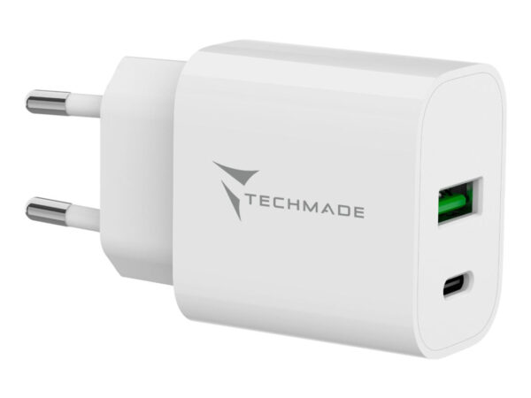 Techmade TM-389 Caricabatterie per dispositivi mobili Universale Bianco AC Ricarica rapida Interno