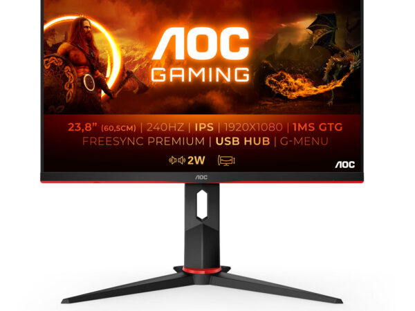 AOC G2 24G2ZU/BK LED display 60,5 cm (23.8") 1920 x 1080 Pixel Full HD Nero, Rosso