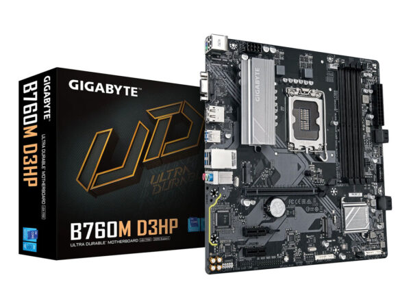 GIGABYTE B760M D3HP Scheda Madre - CPU Intel Core di 14ª Generazione, VRM 4+1+1 fasi, fino a 5600 MHz DDR5, 2xPCIe 4.0 M.2, LAN GbE, USB 3.2 Gen 1