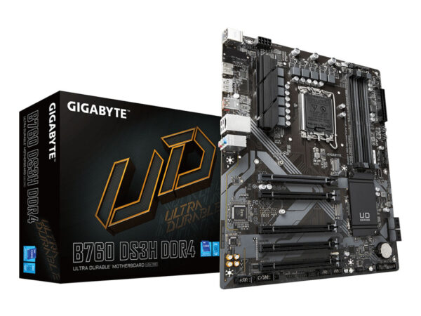 GIGABYTE B760 DS3H DDR4 Scheda Madre - Supporta CPU Intel Core di 14a generazione, VRM digitale a 18+2+1 fasi, fino a 5333MHz DDR4 (OC), 2xPCIe 4.0 M.2, GbE LAN, USB 3.2 Gen 2
