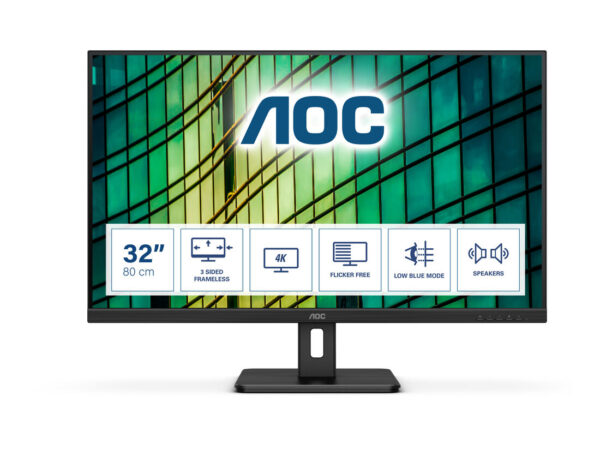 AOC E2 U32E2N LED display 80 cm (31.5") 3840 x 2160 Pixel 4K Ultra HD Nero