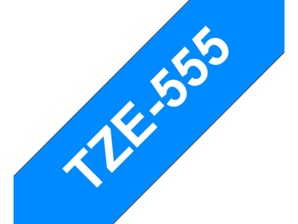 Brother TZE-555 nastro per etichettatrice Bianco su blu