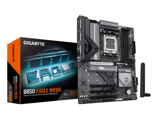 GIGABYTE B850 EAGLE WIFI6E Scheda Madre - CPU AMD Ryzen Serie 9000, VRM digitale 8+2+2 fasi, fino a 8200MHz DDR5 (OC), 1xPCIe 5.0 + 2xPCIe 4.0 M.2, LAN GbE, WIFI 6E, USB 3.2 Gen 2