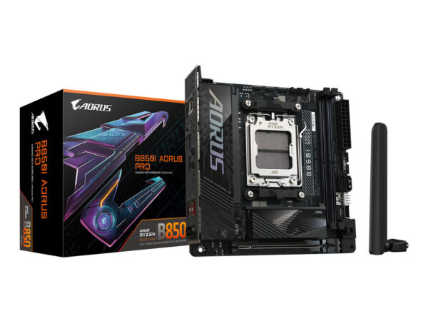 GIGABYTE B850I AORUS PRO Scheda Madre - Supporta processori AMD Ryzen Serie 9000, VRM digitale a 8+2+1 fasi, fino a 8400MHz DDR5 (OC), 1xPCIe 5.0 + 1xPCIe 4.0 M.2, 2.5LAN, WIFI 7, USB 3.2 Gen 2