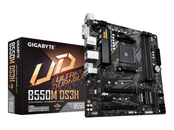 GIGABYTE B550M DS3H Scheda madre - CPU AMD Ryzen 5000, VRM a 5+3 fasi, fino a 4733 MHz DDR4, 1xPCIe 4.0 + 1xPCIe 3.0 M.2, LAN 1GbE, USB 3.2 Gen 1