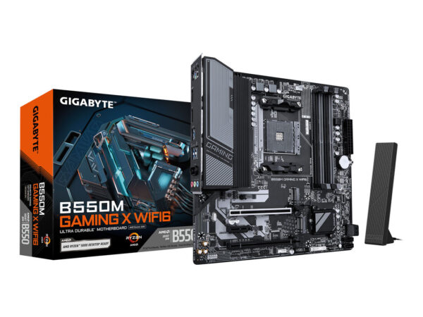 GIGABYTE B550M GAMING X WIFI6 Scheda madre - CPU AMD Ryzen 5000, VRM a 5+3 fasi, fino a 3200 MHz DDR4, 1x M.2 PCIe 4.0 + 1x M.2 PCIe 3.0, Wi-Fi 6, LAN 1 GbE, USB 3.2 Gen 1
