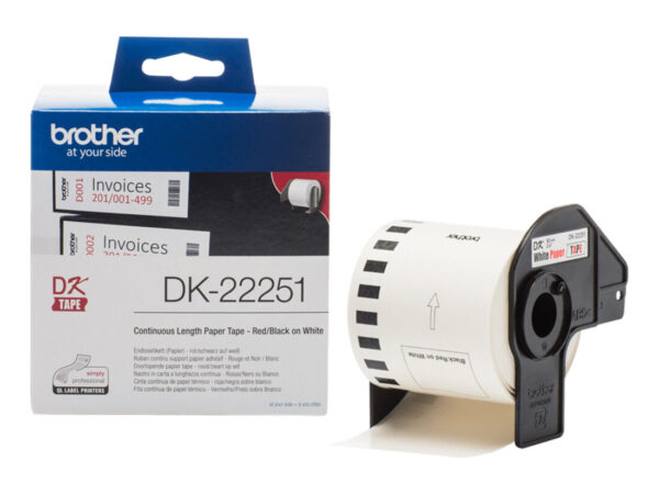 Brother DK-22251 nastro per etichettatrice Nero e rosso su bianco