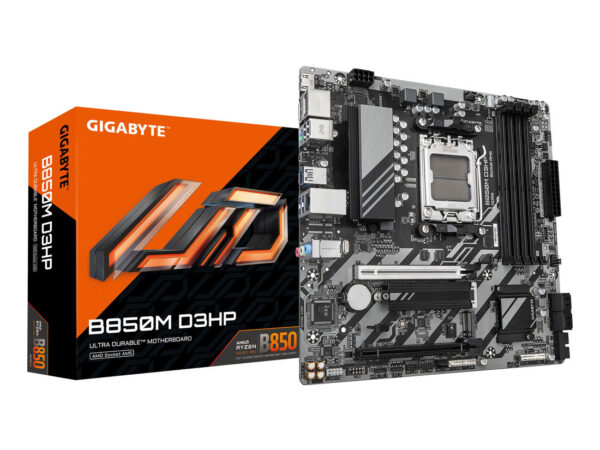 GIGABYTE B850M D3HP Scheda Madre - Processori AMD Ryzen Serie 9000, 5+2+2 fasi VRM digitali, fino a 8200MHz DDR5 (OC), 1xPCIe 5.0 + 1xPCIe 4.0 M.2, LAN GbE, USB 3.2 Gen 2