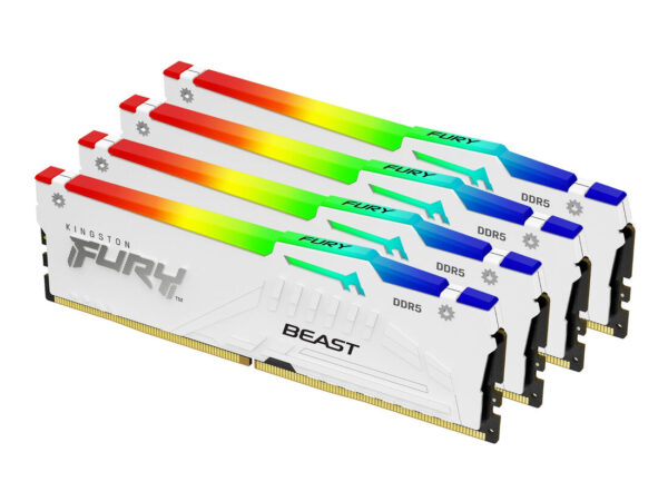 Kingston Technology FURY Beast 64 GB 6000 MT/s DDR5 CL40 DIMM (Kit da 4 moduli) White RGB XMP