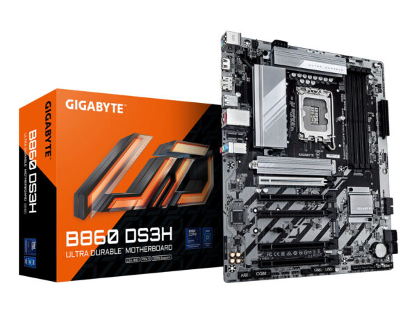 GIGABYTE B860 DS3H Scheda madre - CPU Intel Core Ultra, VRM a 8+1+2+2 fasi, fino a 9066MHz DDR5, 1xPCIe 5.0 + 1xPCIe 4.0 M.2, LAN 2,5 GbE, USB 3.2 Gen 2x2