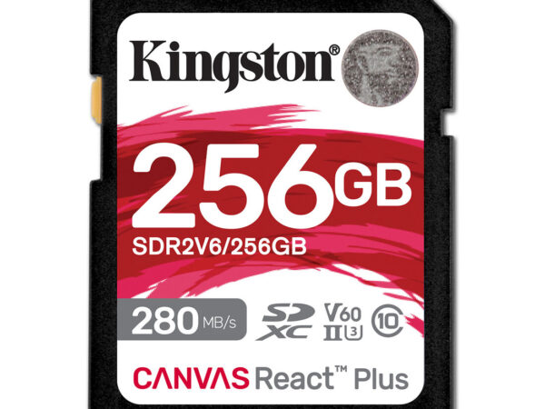 Kingston Technology 256GB Canvas React Plus SDXC UHS-II 280R/150W U3 V60 for Full HD/4K