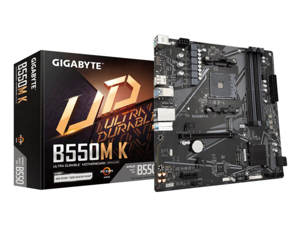 GIGABYTE B550M K Scheda madre - CPU AMD Ryzen 5000, fino a 4733 MHz DDR4, 1xPCIe 4.0 + 1xPCIe 3.0 M.2, LAN 1GbE, USB 3.2 Gen 1