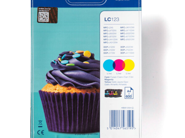 Brother LC123RBWBP cartuccia d'inchiostro 3 pz Originale Ciano, Magenta, Giallo