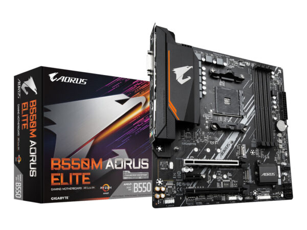 GIGABYTE B550M AORUS ELITE Scheda madre - CPU AMD Ryzen 5000, VRM a 5+3 fasi, fino a 4733 MHz DDR4, 1xPCIe 4.0 + 1xPCIe 3.0 M.2, LAN 1GbE, USB 3.2 Gen 1