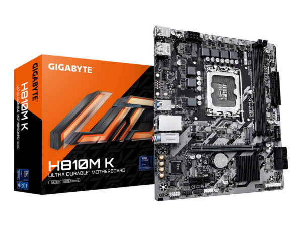 GIGABYTE H810M K Scheda Madre - CPU Intel Core Ultra (Serie 2), VRM a 3+1+2 fasi, fino a 6400 MHz DDR5, 1 x M.2 PCIe 4.0, LAN 1 GbE, USB 3.2 Gen 1