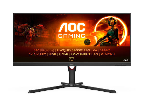 AOC G3 U34G3XM/EU LED display 86,4 cm (34") 3440 x 1440 Pixel UltraWide Quad HD Nero, Rosso