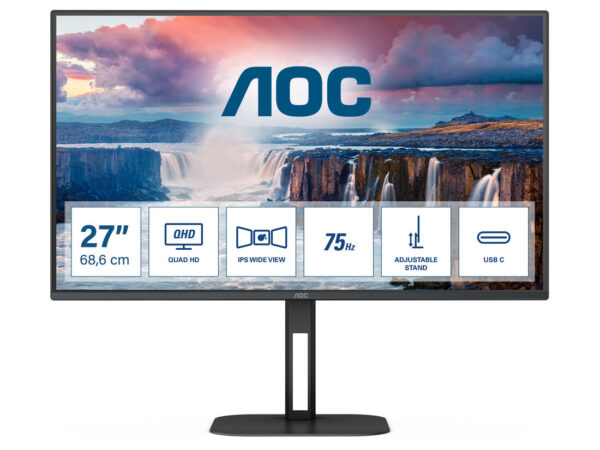 AOC V5 Q27V5C/BK Monitor PC 68,6 cm (27") 2560 x 1440 Pixel Quad HD LED Nero