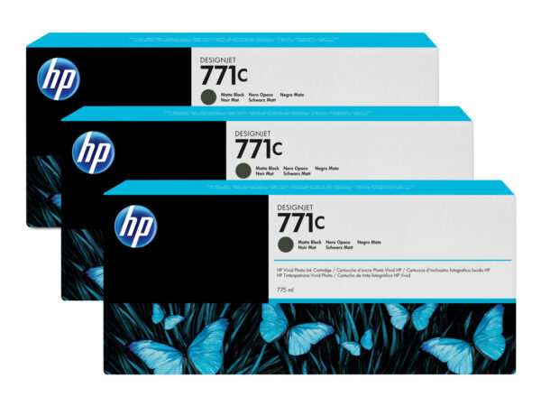 HP Confezione da 3 cartucce di inchiostro nero opaco DesignJet 771C, 775 ml