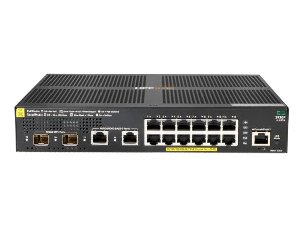 HPE Aruba Networking 2930F 12G PoE+ 2G/2SFP+ Switch