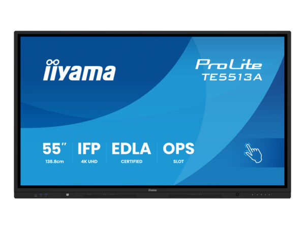iiyama TE6513A-B1AG visualizzatore di messaggi Pannello piatto interattivo 163,8 cm (64.5") Wi-Fi 450 cd/m² 4K Ultra HD Nero Touch screen Processore integrato Android 18/7