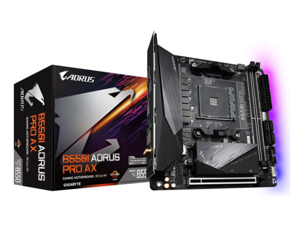 GIGABYTE B550I AORUS PRO AX Scheda madre - CPU AMD Ryzen 5000, VRM a 8 fasi, fino a 5300 MHz DDR4, 1xPCIe 4.0 + 1xPCIe 3.0 M.2, Wi-Fi 6E, LAN 2.5GbE, USB 3.2 Gen 2