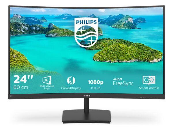 Philips E Line 241E1SCA/00 Monitor PC 59,9 cm (23.6") 1920 x 1080 Pixel Full HD LCD Nero